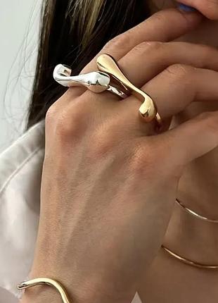 Набор из 2-х колечек нестандартной формы, минималистические женские кольца, стильные геометрические колечки