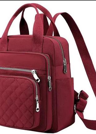 Червоний жіночий рюкзак, красивий рюкзак з нейлону, сумка-рюкзак