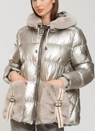 Пуховік куртка натуральна шкіра