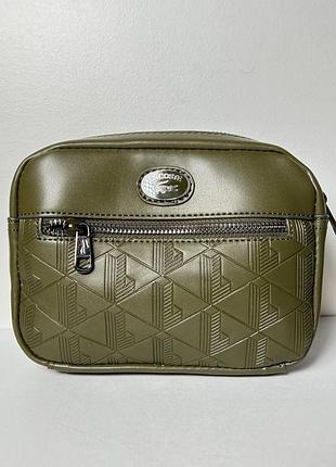 Чоловіча сумка через плече lacoste monogram leather green