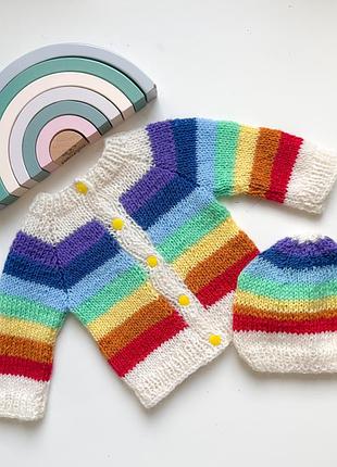 Вʼязаний комплект на 0-3 місяці унісекс