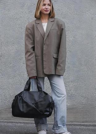 Жіноча дорожня багажна сумка для спорту without gym чорна водовідштовхувальна