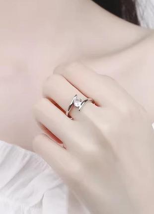 Кольцо серебряное женское с цирконием проба 925 регулируемое