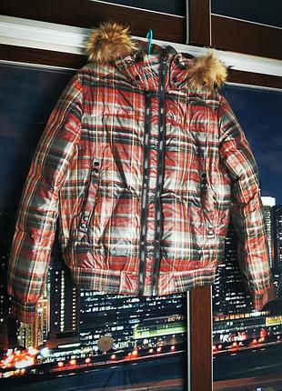 Пуховик мужская куртка в клетку на подростка