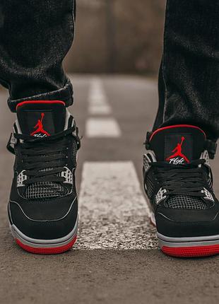 Nike air jordan 4 retro bred, мужские кроссовки найк джордан