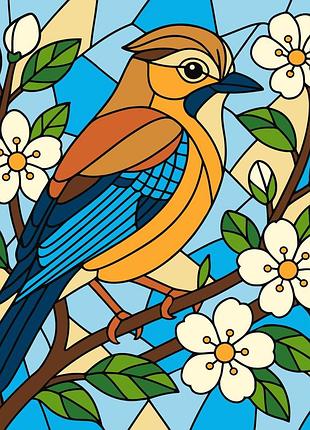 Картини по номерах акрил "вітраж сойка" 30х30см kho6789 ідейка