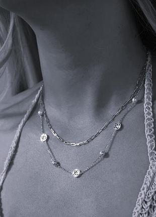 Колье "перламутровый клевер" 4