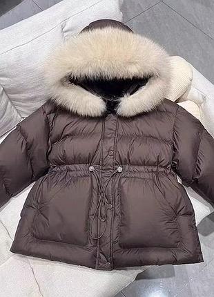 Удлиненная куртка с мехом  для девочек