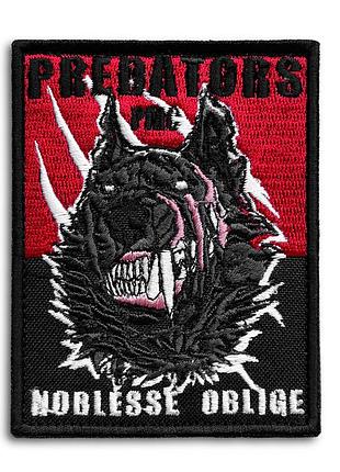 Шеврон на липучке волк 7х9 см вышитый патч нашивка predator хищник