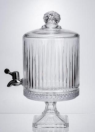 Лимонадниця з краном на підставці скляна 4,5 л прозора hp-19-3045-4