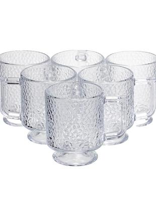 Набір чашок 6 шт для чаю та кави goblet по 300 (мл) кружки скляні hp-19-l8