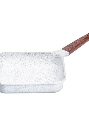 Сковорода-гриль алюмінієва, квадратна, 2,5 л, з антипригарним покриттям, 24 см mgc white hp-4-438w