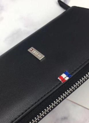 Кошелек tommy hilfiger черный женский /  мужской клатч на подарок / бумажник подарочная коробка3 фото