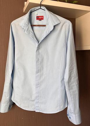 Голуба приталена сорочка