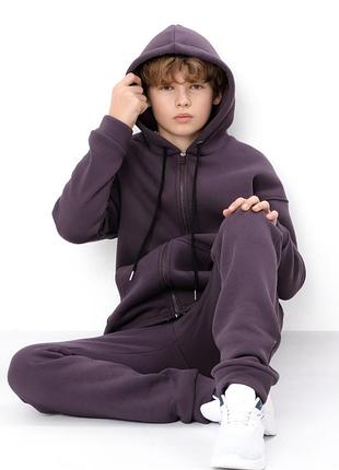 Теплий однотонний костюм для хлопчика-підлітка zip-худі з та штани , носи своє, 2349 грн