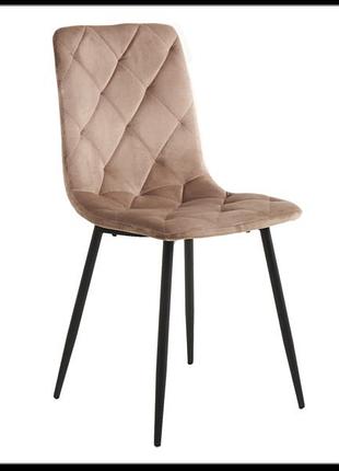 Обідній кухонний стілець n-41 капучино велюр + чорний мʼякий стільці для кухні дому столові
