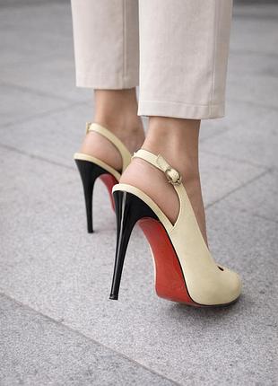 Шкіряні лабутени туфлі на шпильках з натуральної шкіри босоніжки