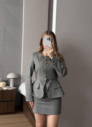 Жіночий костюм 2-ка з твіду (піджак + спідниця), модель 648