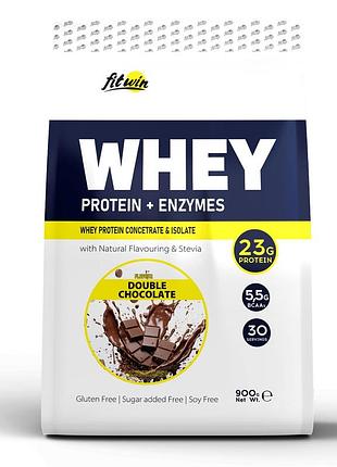Протеин fitwin whey protein + enzymes, 900 грамм двойной шоколад