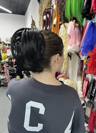 Накладной хвост 25 см черный на крабе, хвостик