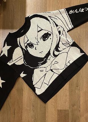 Светр з аніме принтом cropp