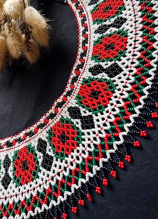 Силянка криза комірець з маками польові квіти прикраса на шию з бісеру  стильний аксесуар