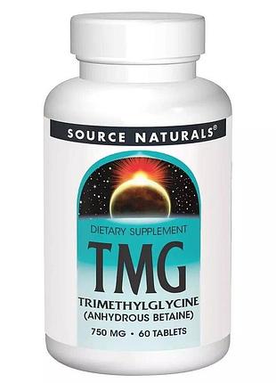 Триметилгліцин source naturals tmg 750 mg, 60 таблеток для підтримки серцево-судинної системи