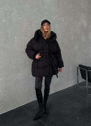Дутый пуховик с капюшоном под пояс оверсайз жилет трансформер