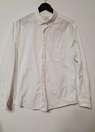 Рубашка рубашка мужская белая плотная c&amp;a, размер l - xl.