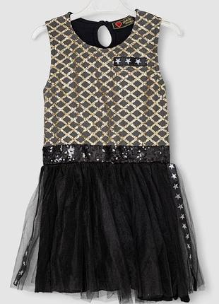 Платье для девочек нарядное, цвет черно-золотой, 247r330