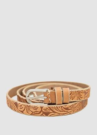 Ремінь жіночий тонкий, колір темно-бежевий, 196r15y0w16