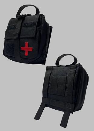 Аптечка комбінована швидкоскидна тактична чорна військова на платформі з molle; чорний підсумок для аптечки citylab tactical pro