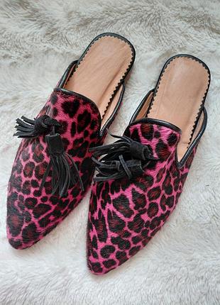 Мюли кожа и мех пони ручная работа