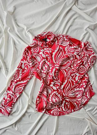 Блуза, рубашка легкая, красно-белая го цвета, размер 52