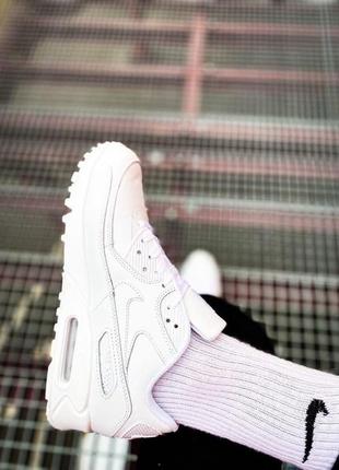 Nike air max 90 leather "all white"🆕 шикарні кросівки найк🆕 купити накладений платіж6 фото