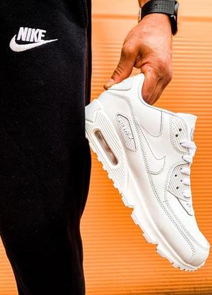 Nike air max 90 leather "all white"🆕 шикарні кросівки найк🆕 купити накладений платіж7 фото