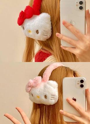 Теплі навушники hello kitty