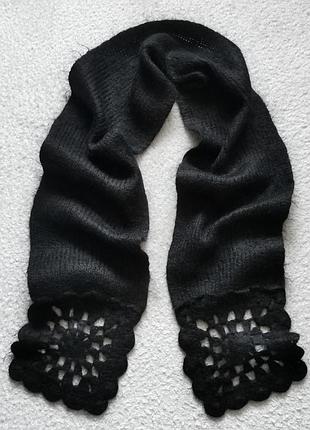 Довгий мохеровий теплий шарф в'язаний