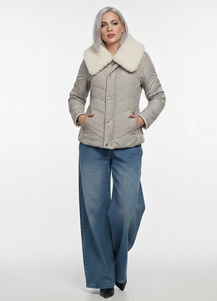 Сьогана куртка на синтепоні, хутро ворот, капішоном (трансформер)