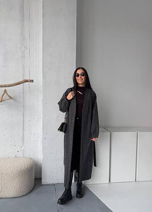 Длинный кашемировый кардиган с поясом