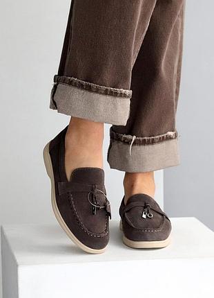 Лоферы замша серо-коричневые🤗
