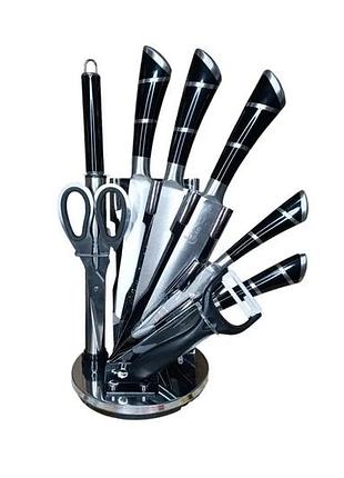 Чорний набір столових ножів+ножиці+чистка 9 предметів