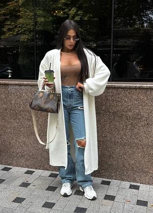 Кардиган макси миди на запах длинный рукав манжеты фонарь буф пасок пояс вязаная ткань с большим содержанием шерсти