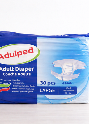 Подгузники adulped ( l ) предназначены для надежной защиты и комфорта взрослых людей при недержании.