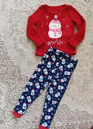 Махрово- флисовая пижама, снеговик