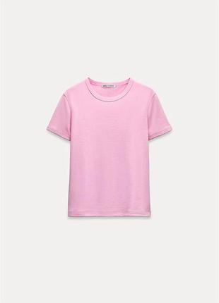 Рожева жіноча футболка від бренду zara