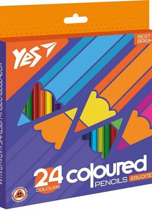 Олівці кольорові yes erudite 24 кольори