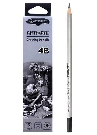 Олівці чорнографітні 4в artmate acmeliae 12шт