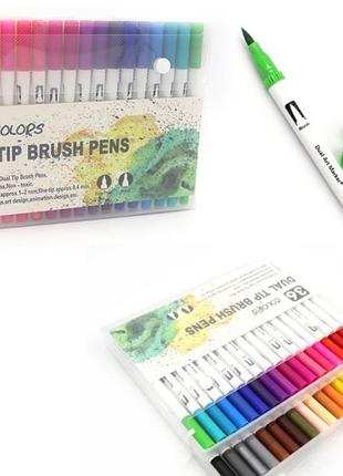 Набір двосторонніх лінер + пензлик josef otten 36 кольори colors dual tip brush pens