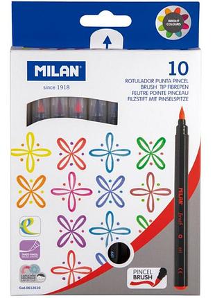 Фломастеры-кисточки 10 цветов milan
